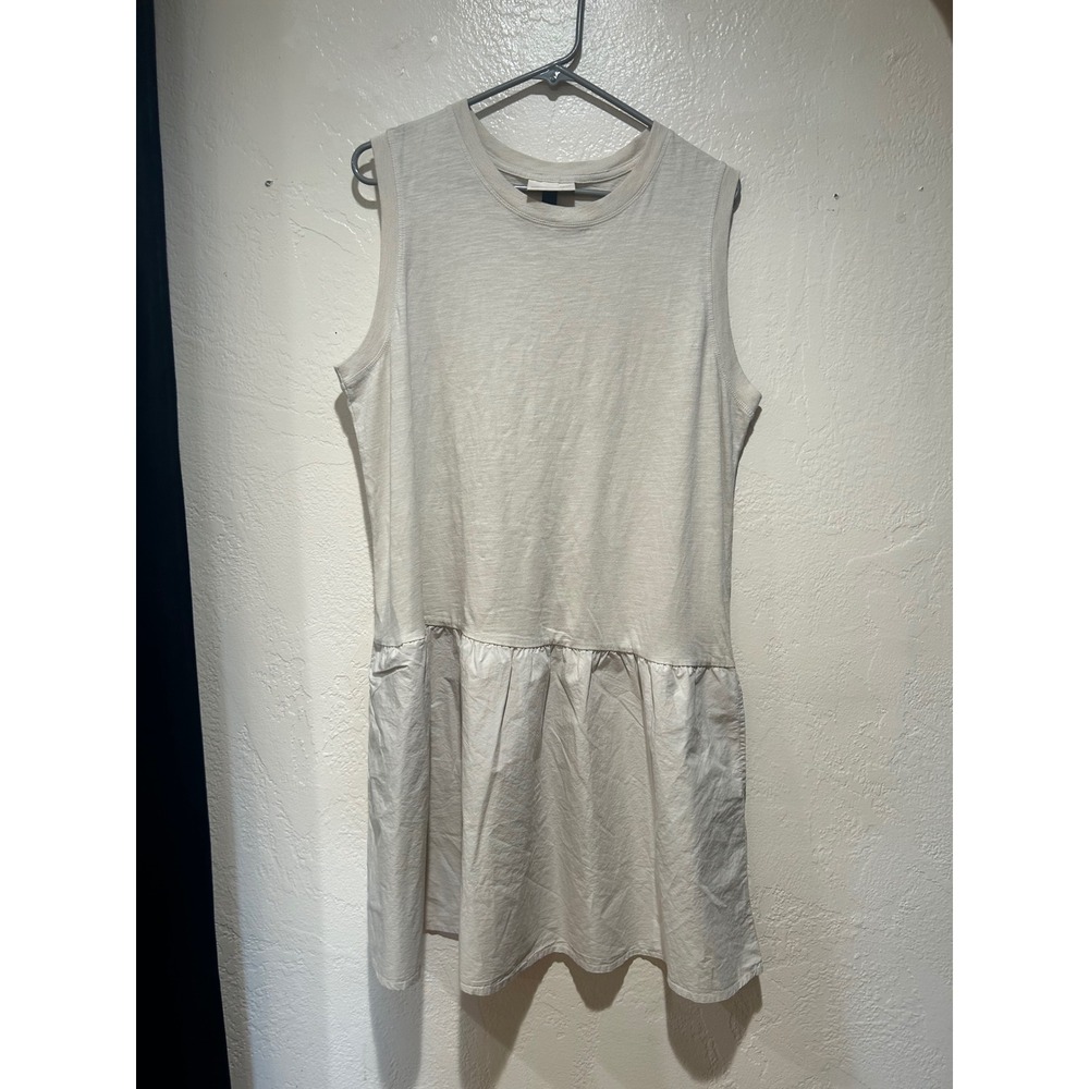 Universal Thread Womens Cream Sleeveless Drop Waist Mixed Media Mini Dress Large